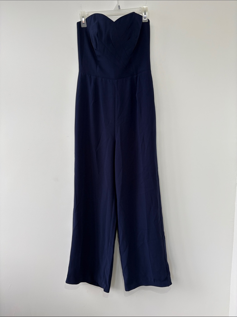 Lilly Pulitzer Kylo Strapless Belted Jumpsuit Wide Leg Navy Blue Size 2